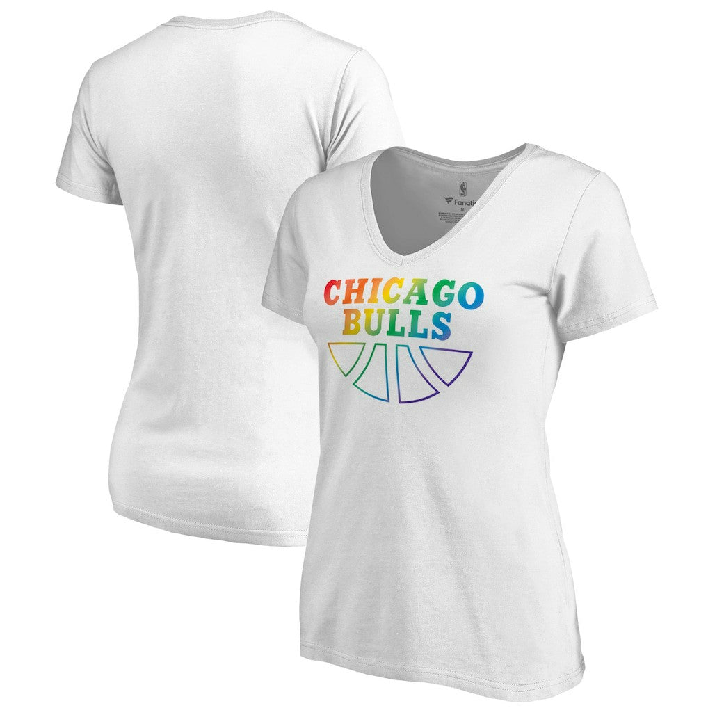 Chicago Bulls Women's Team Pride Wordmark V-Neck T-Shirt sale - White outlet