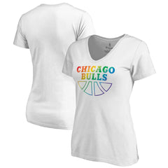 Chicago Bulls Women's Team Pride Wordmark V-Neck T-Shirt sale - White outlet