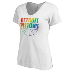 Detroit Pistons Women's Team Pride Wordmark V-Neck T-Shirt sale - White cheap