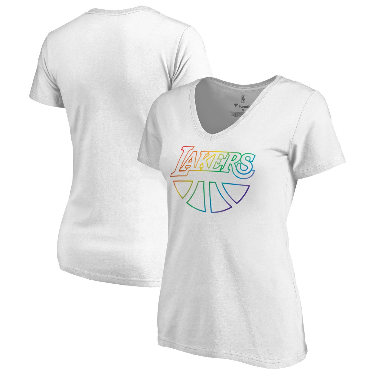 Los Angeles Lakers Women's Team Pride Wordmark V-Neck T-Shirt - White sale