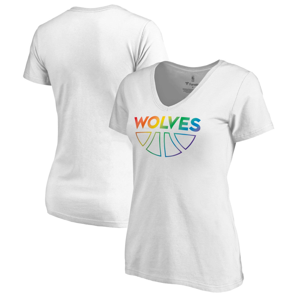 Minnesota Timberwolves Women's Team Pride Wordmark V-Neck T-Shirt - White outlet