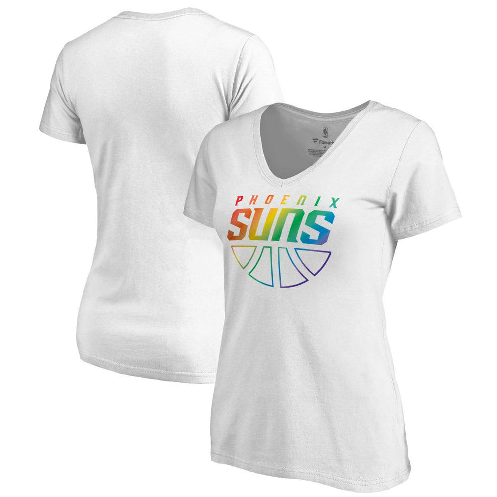 Phoenix Suns Women's Team Pride Wordmark V-Neck T-Shirt - White for sale