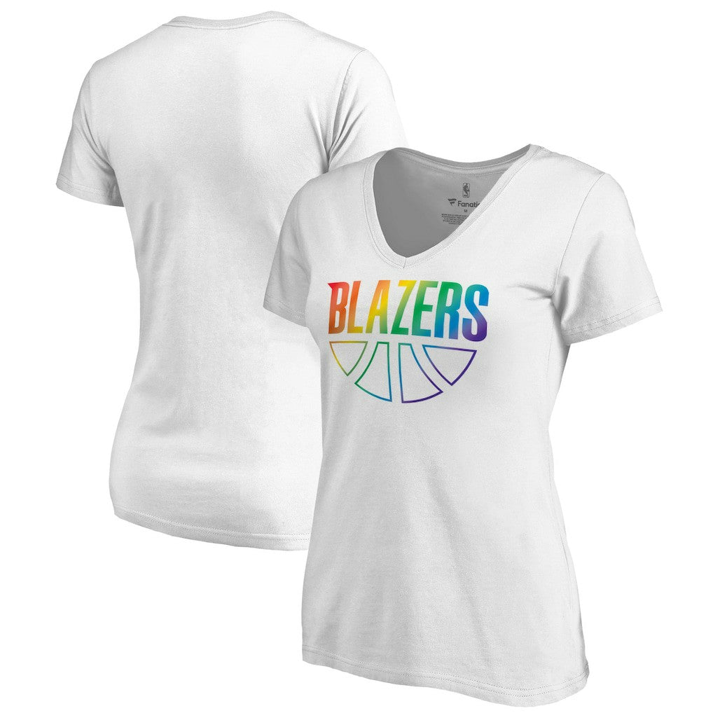 Portland Trail Blazers Women's Team Pride Wordmark V-Neck T-Shirt sale - White cheap