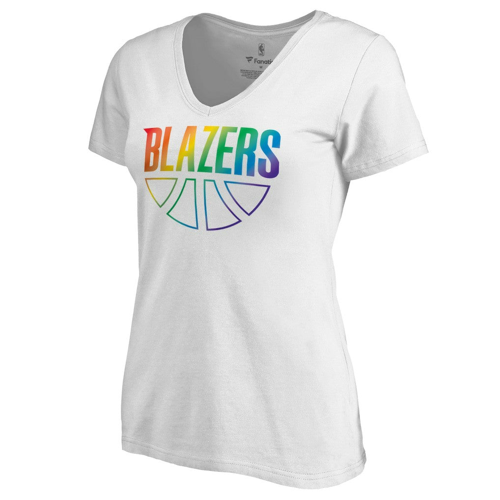 Portland Trail Blazers Women's Team Pride Wordmark V-Neck T-Shirt sale - White cheap