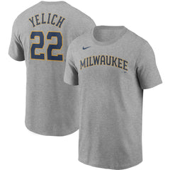 Christian Yelich Milwaukee Brewers Name & Number T-Shirt Gray