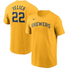 Christian Yelich Milwaukee Brewers Name & Number T-Shirt Gold