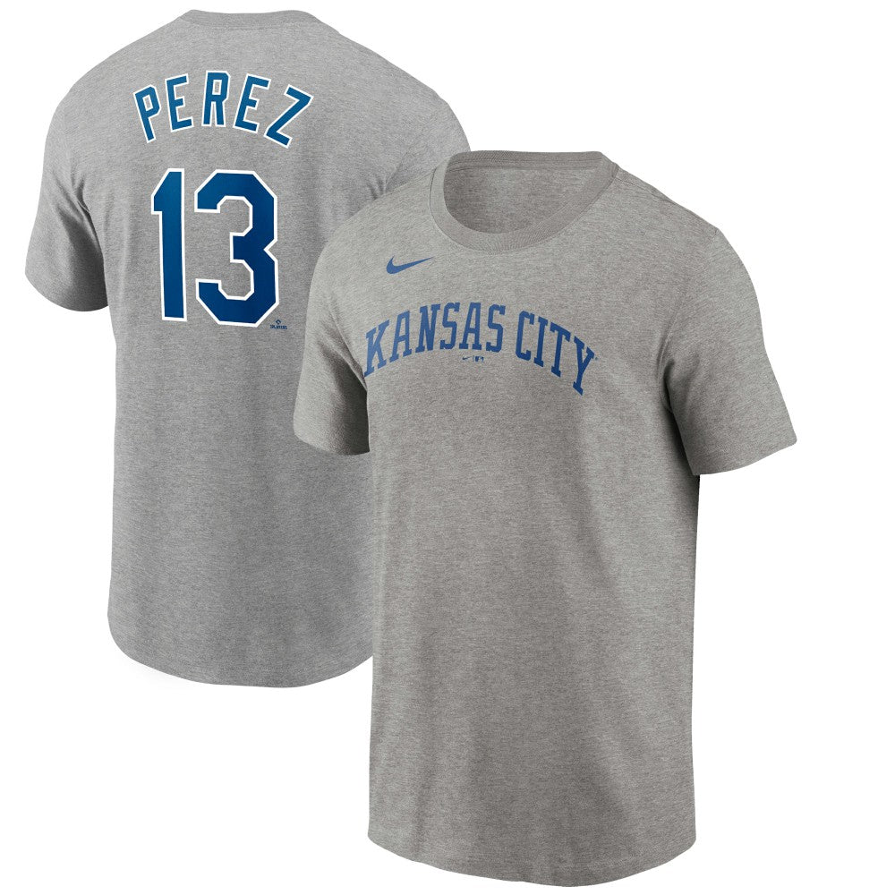 Salvador Perez Kansas City Royals Name & Number T-Shirt Gray