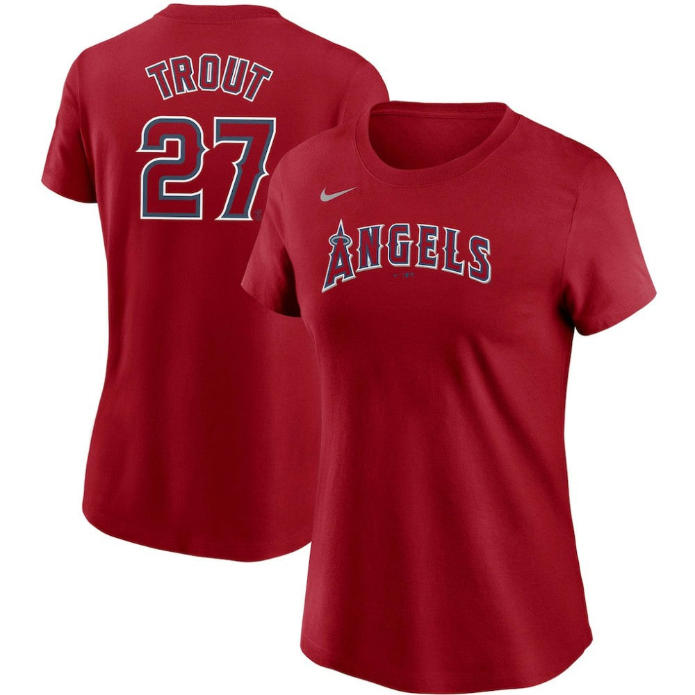 Mike Trout Los Angeles Angels Women's Name & Number T-Shirt Red