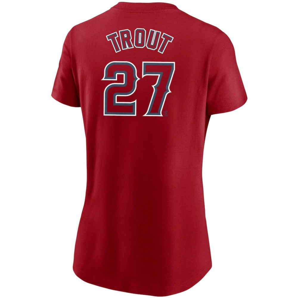 Mike Trout Los Angeles Angels Women's Name & Number T-Shirt Red