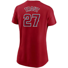 Mike Trout Los Angeles Angels Women's Name & Number T-Shirt Red
