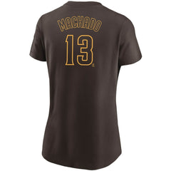 Manny Machado San Diego Padres Women's Name & Number T-Shirt Brown