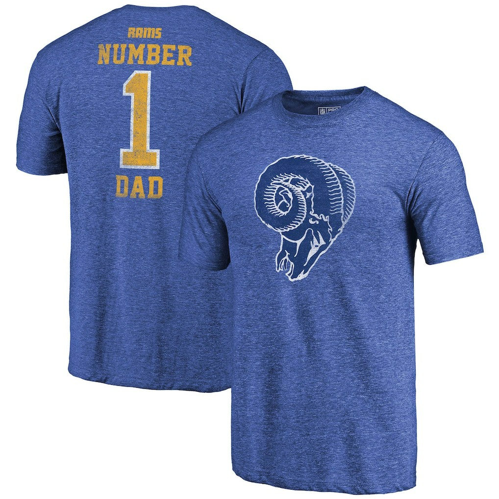 Los Angeles Rams Greatest Dad Retro Tri-Blend T-Shirt - Heathered Royal sale