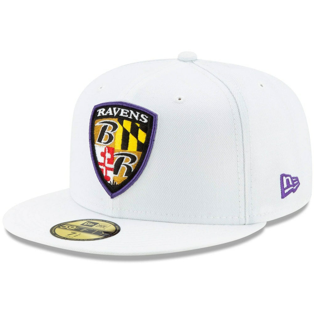 Baltimore Ravens New Era Shield Omaha 59FIFTY Fitted Hat - White outlet