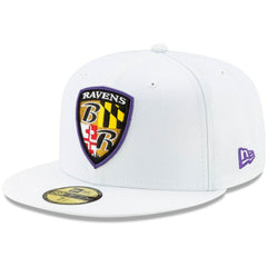 Baltimore Ravens New Era Shield Omaha 59FIFTY Fitted Hat - White outlet
