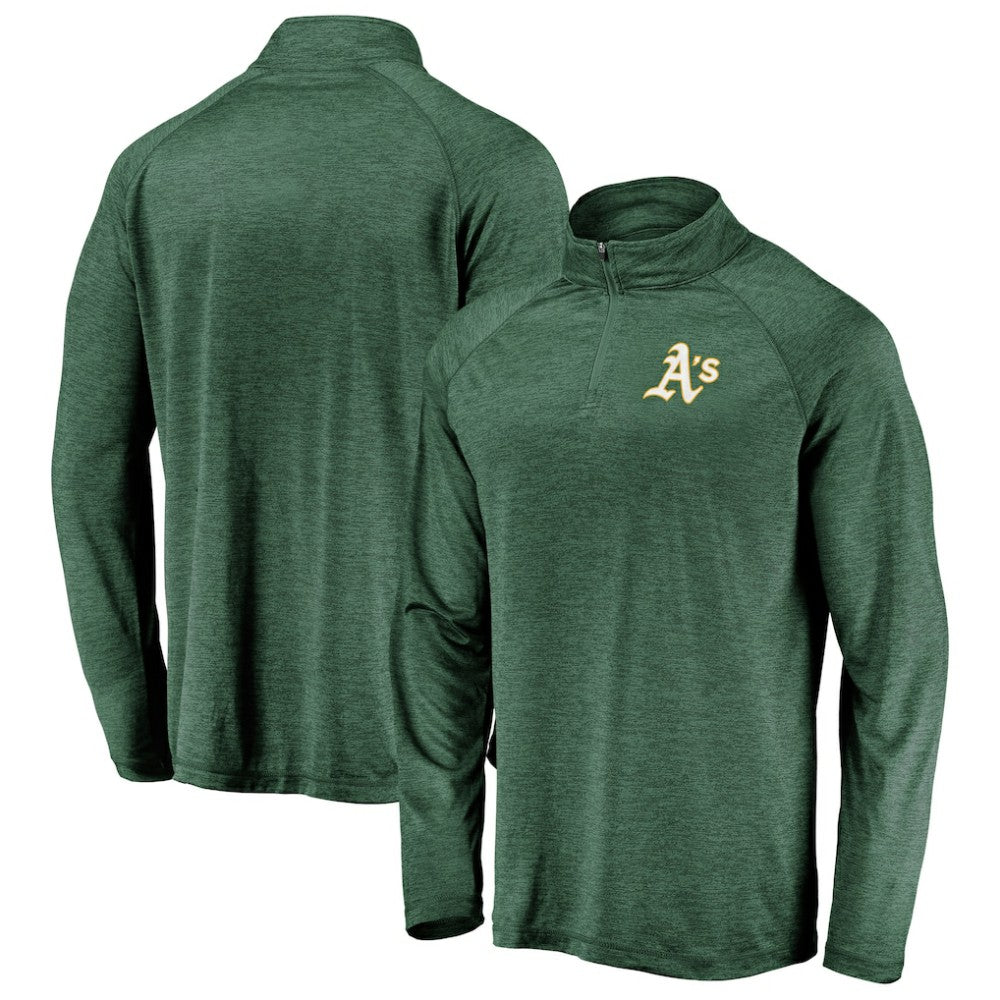 Athletics Iconic Striated Primary Logo Raglan Quarter-Zip Pullover Jacket Green