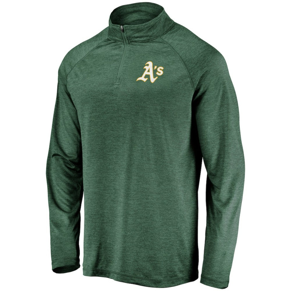 Athletics Iconic Striated Primary Logo Raglan Quarter-Zip Pullover Jacket Green
