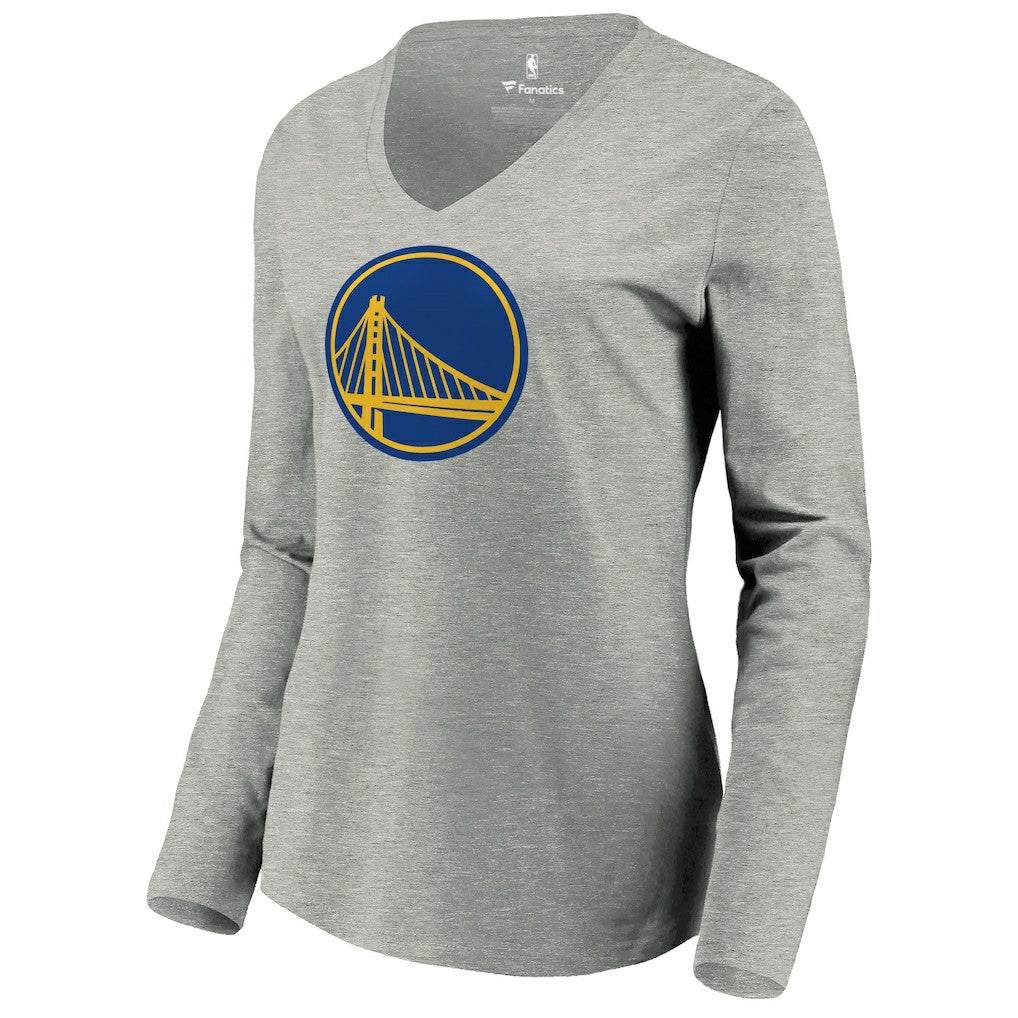 Golden State Warriors Women's Primary Logo Long Sleeve V-Neck T-Shirt sale - Heather Gray on sale