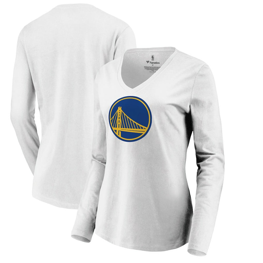 Golden State Warriors Women's Primary Logo Long Sleeve V-Neck T-Shirt sale - White on sale