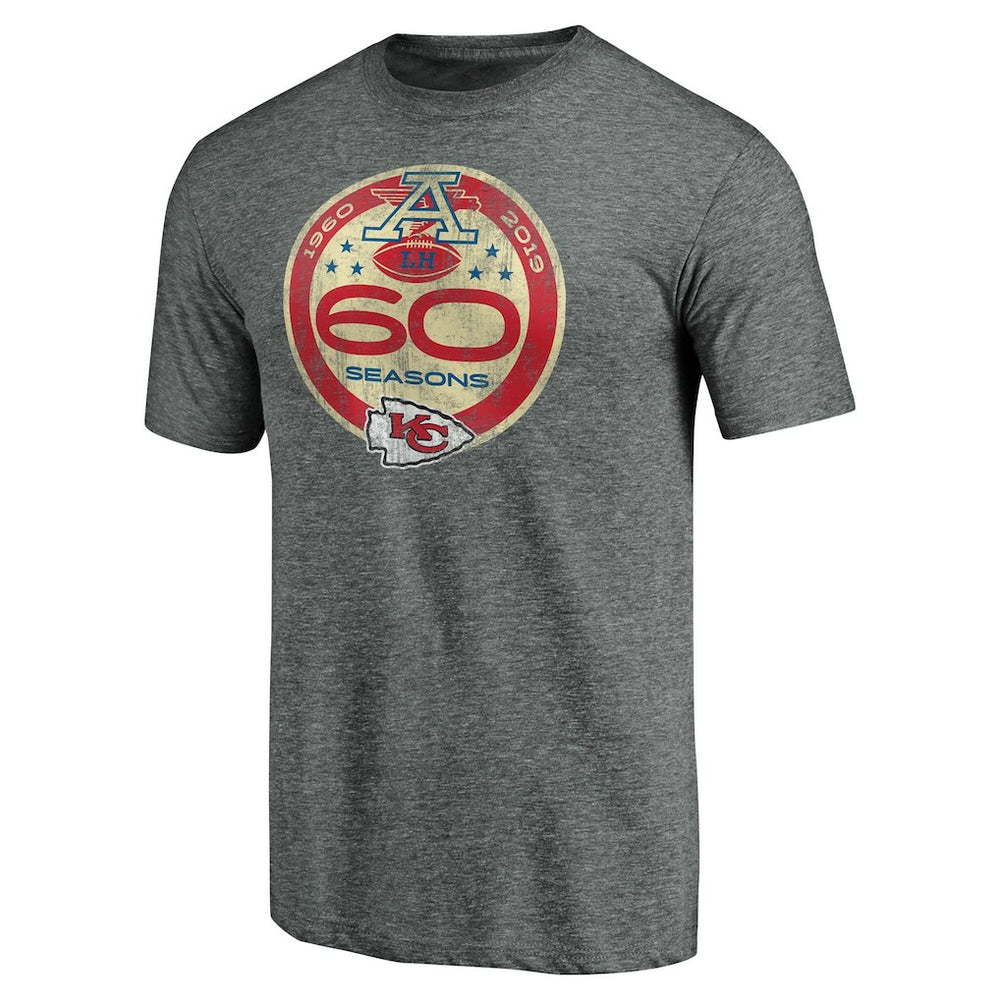 Kansas City Chiefs 60th Season Logo Weathered Tri-Blend T-Shirt - Gray on sale