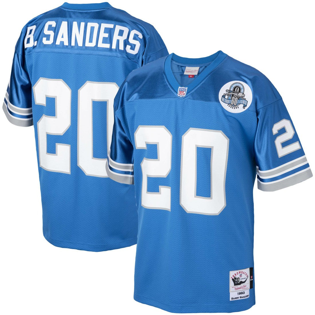 Barry Sanders Detroit Lions 1993 Authentic Throwback Retired Player Jersey - Blue for sale