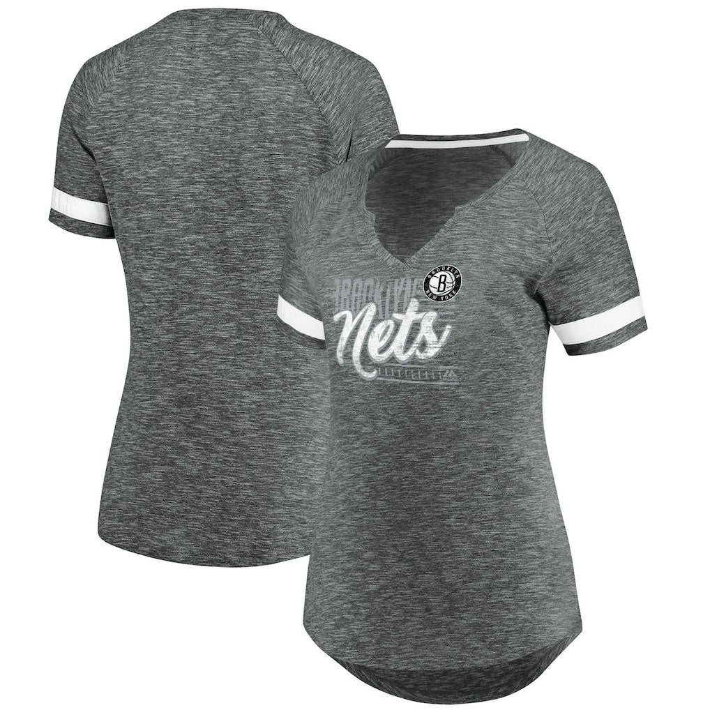 Brooklyn Nets Women's Showtime Winning With Pride Notch Neck T-Shirt - Gray/White online