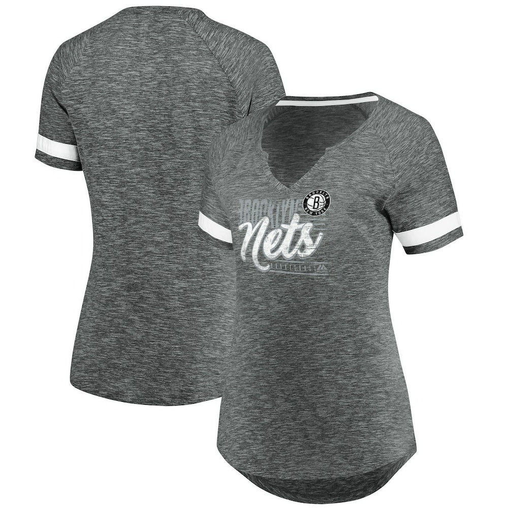 Brooklyn Nets Women's Showtime Winning With Pride Notch Neck T-Shirt - Gray/White online