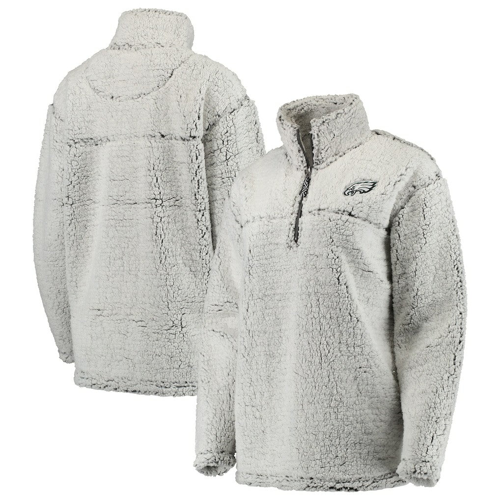 Philadelphia Eagles Women's Sherpa Quarter-Zip Pullover Jacket - Gray cheap