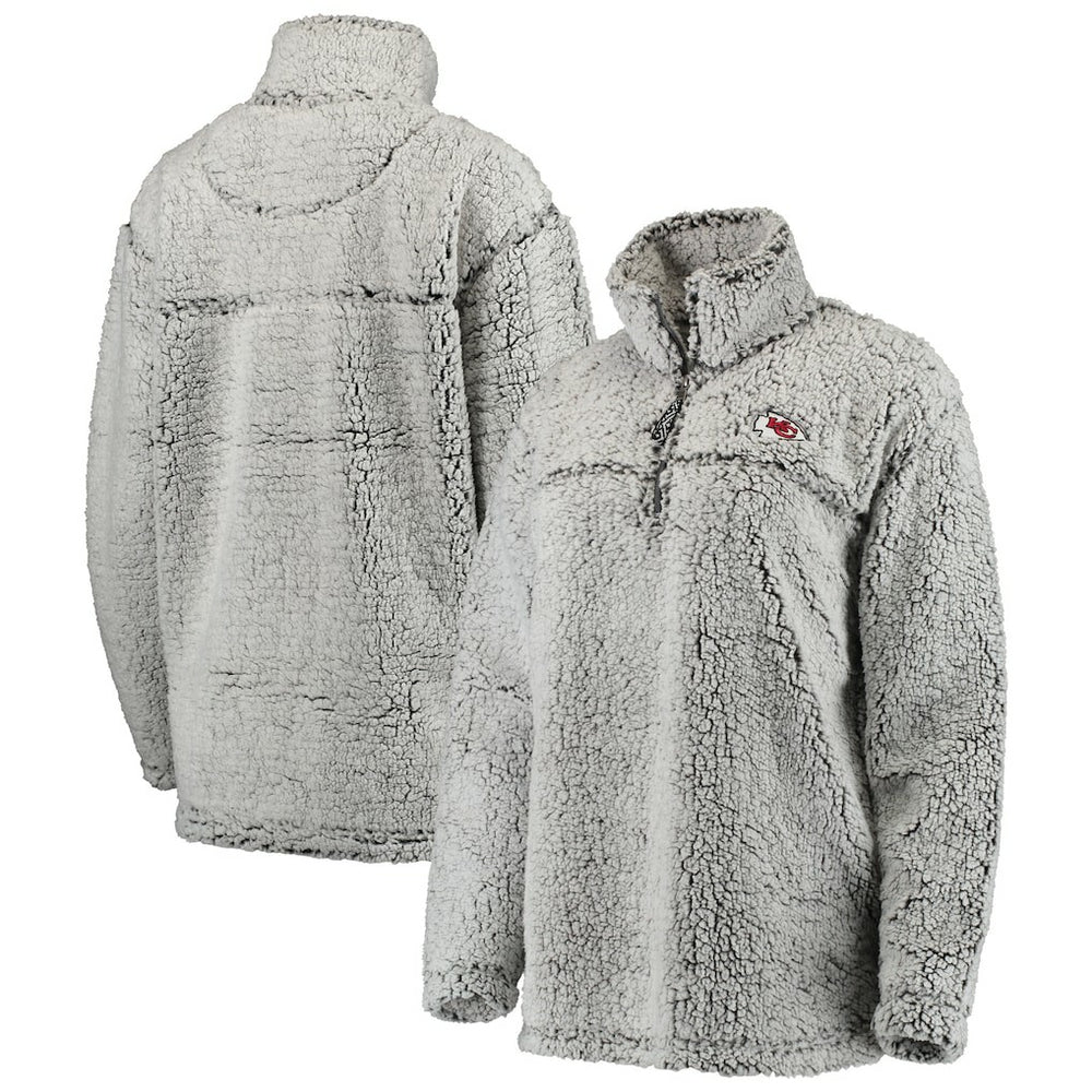 Kansas City Chiefs Women's Sherpa Quarter-Zip Pullover Jacket - Gray sale