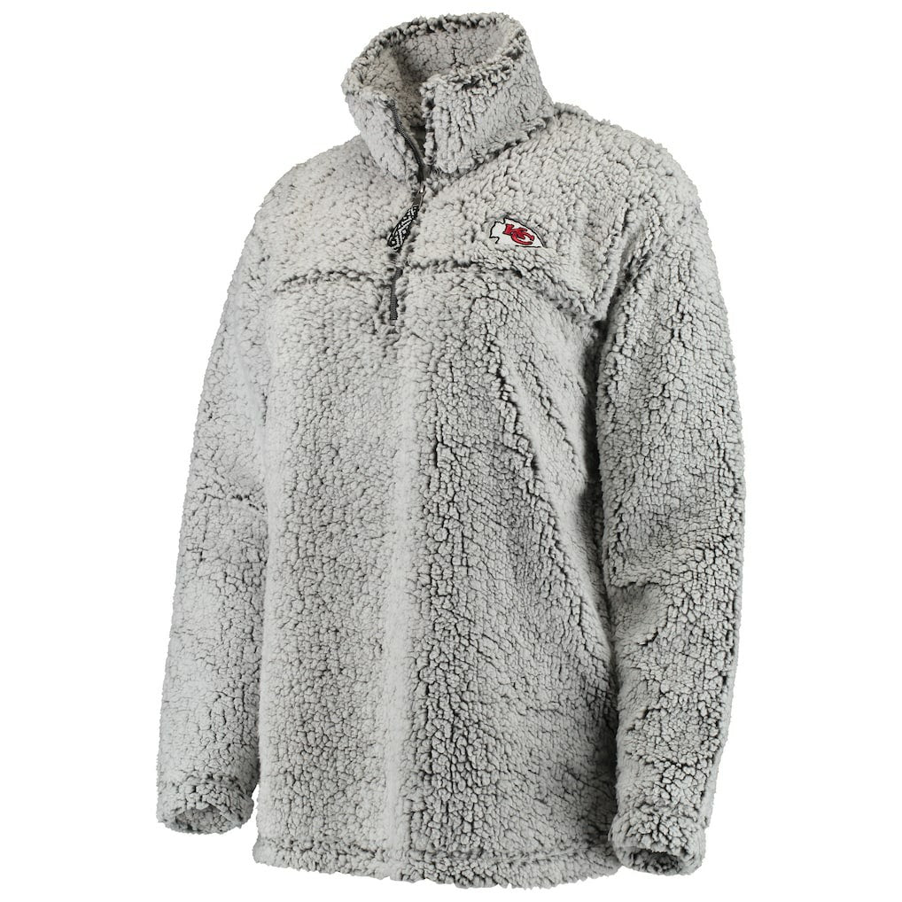 Kansas City Chiefs Women's Sherpa Quarter-Zip Pullover Jacket - Gray sale