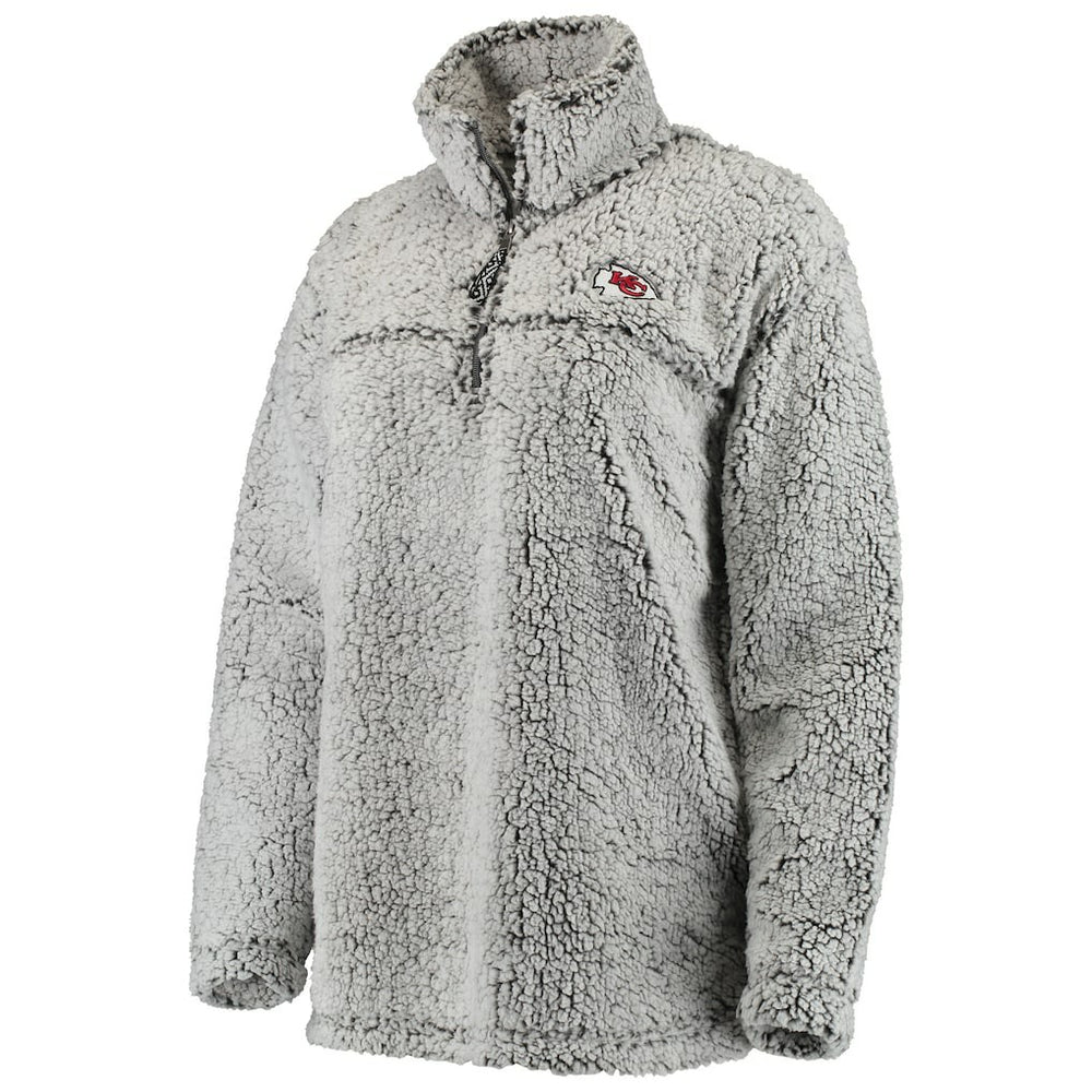Kansas City Chiefs Women's Sherpa Quarter-Zip Pullover Jacket - Gray sale