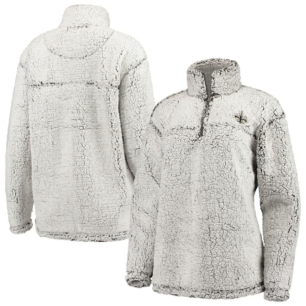 New Orleans Saints G-III 4Her by Carl Banks Women's Sherpa Quarter-Zip Pullover Jacket - Gray discount