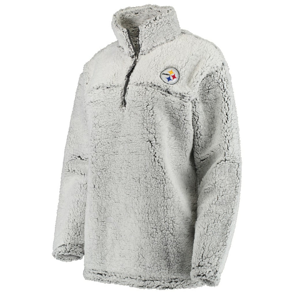 Pittsburgh Steelers Women's Sherpa Quarter-Zip Pullover Jacket - Gray sale
