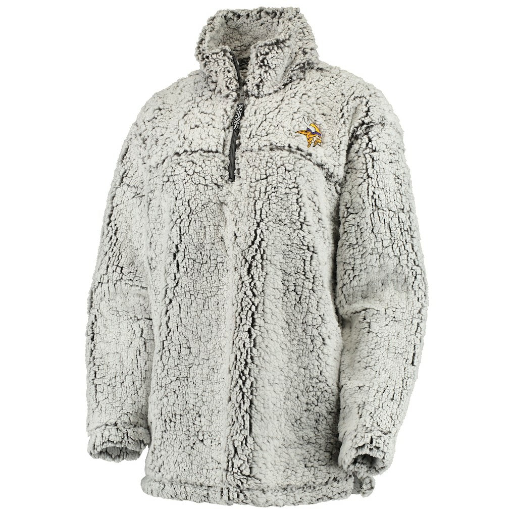 Minnesota Vikings Women's Sherpa Quarter-Zip Pullover Jacket - Gray outlet