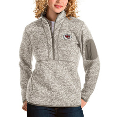 Kansas City Chiefs Antigua Women's Fortune Half-Zip Pullover Jacket - Oatmeal outlet