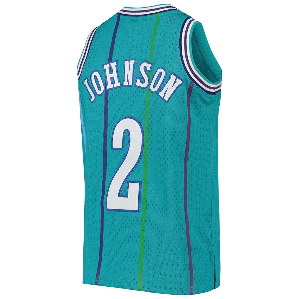 Larry Johnson Charlotte Hornets Youth 1992/93 Hardwood Classics Swingman Jersey - Teal for sale
