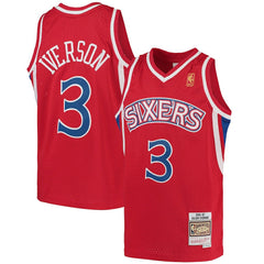 Allen Iverson Philadelphia 76ers Youth 1996/97 Hardwood Classics Swingman Throwback Jersey - Red for sale