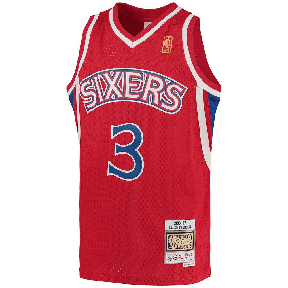 Allen Iverson Philadelphia 76ers Youth 1996/97 Hardwood Classics Swingman Throwback Jersey - Red for sale