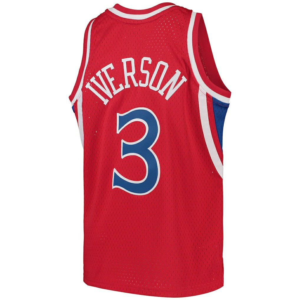 Allen Iverson Philadelphia 76ers Youth 1996/97 Hardwood Classics Swingman Throwback Jersey - Red for sale