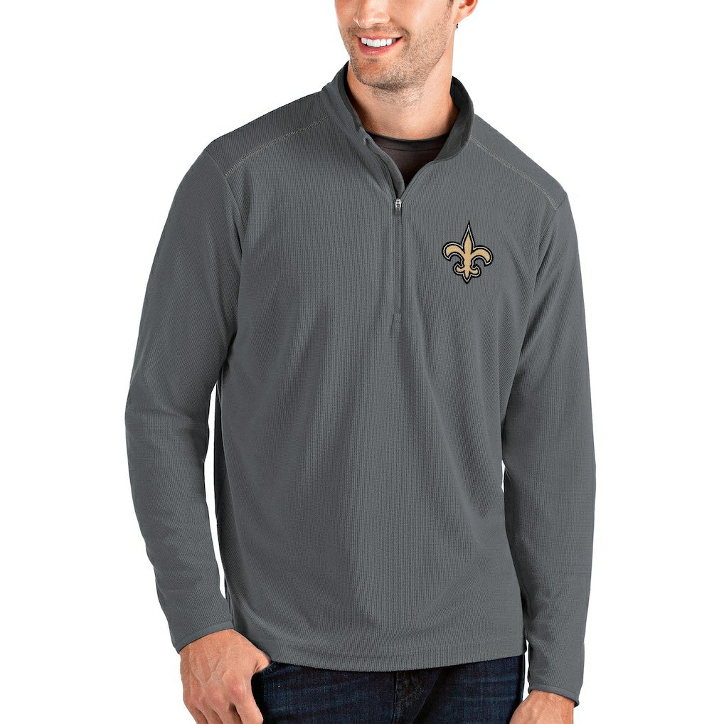 New Orleans Saints Antigua Glacier Quarter-Zip Pullover Jacket - Gray/Gray discount