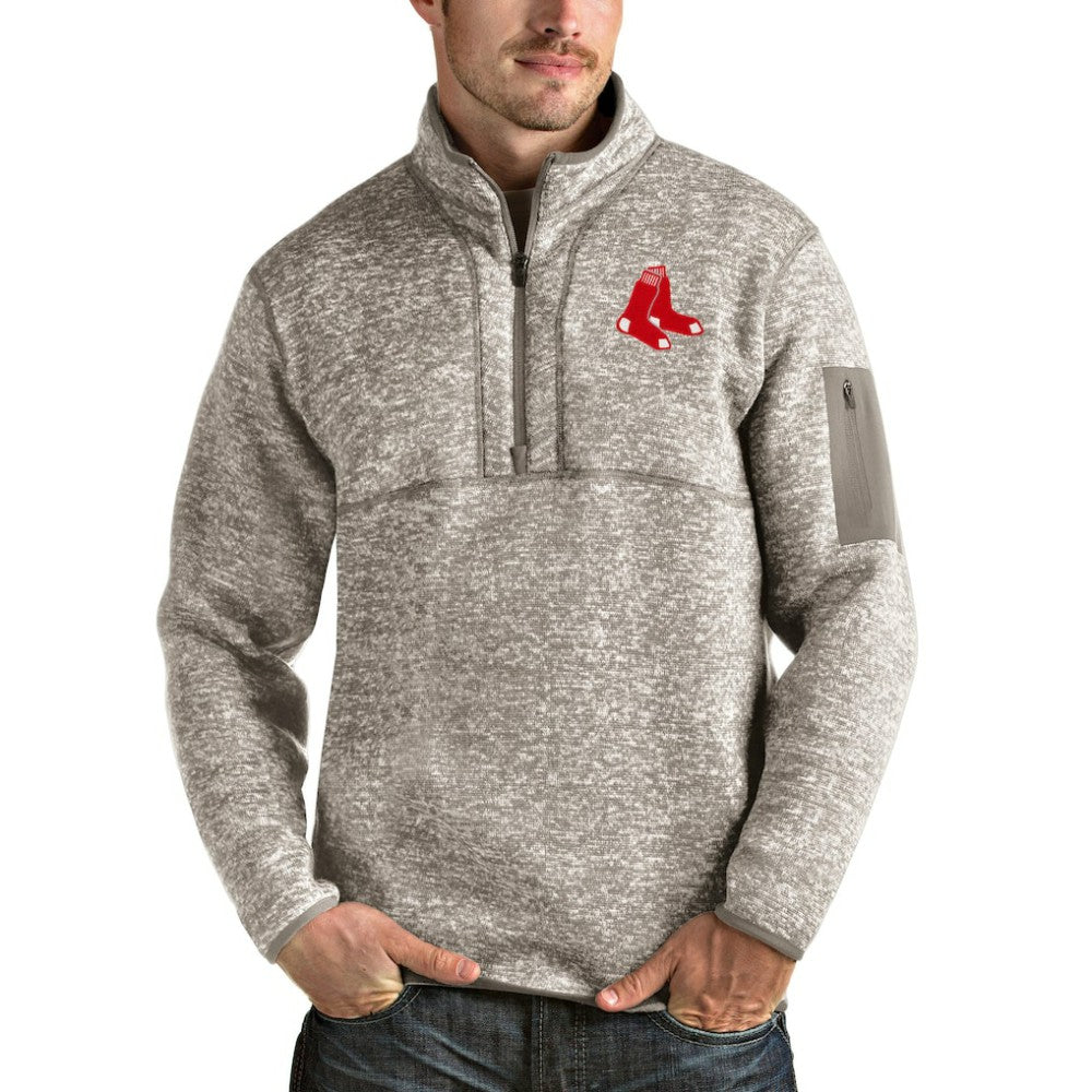Boston Red Sox Antigua Fortune Quarter-Zip Pullover Jacket Oatmeal