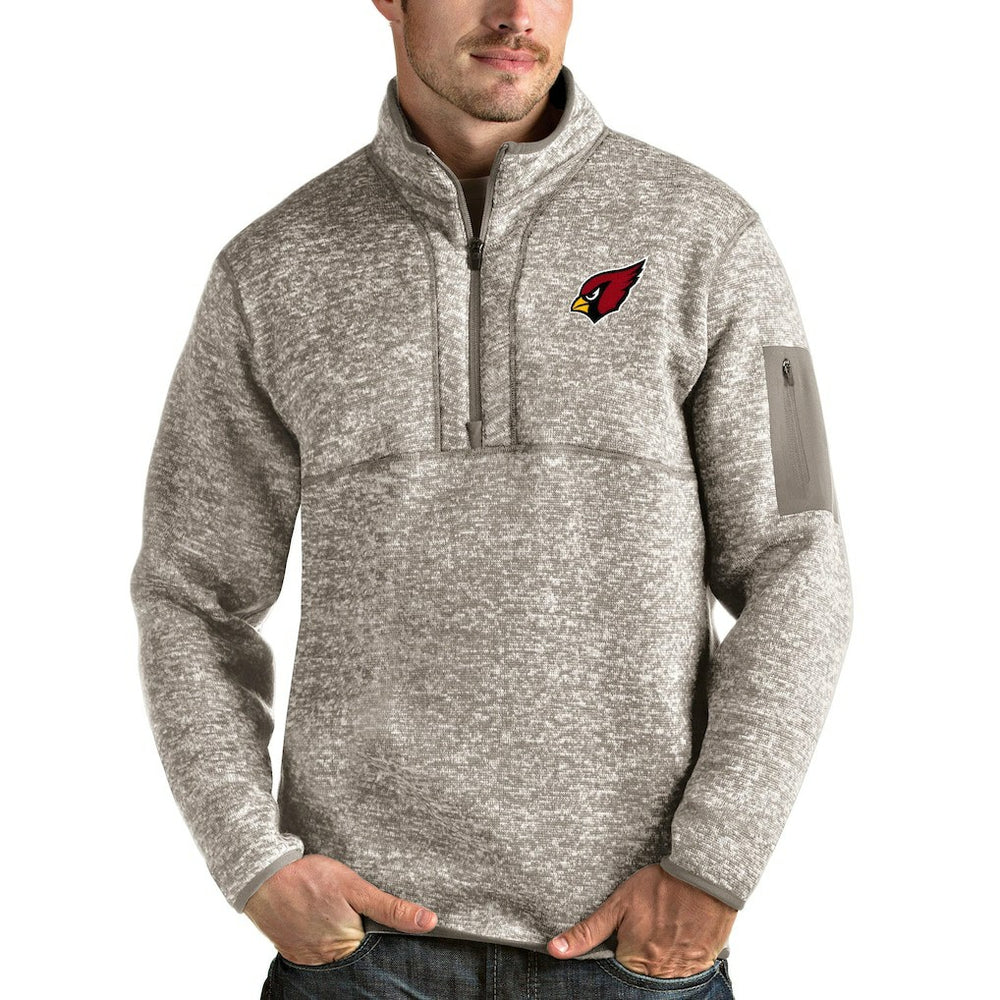 Arizona Cardinals Antigua Fortune Quarter-Zip Pullover Jacket - Oatmeal on sale