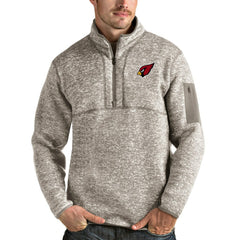 Arizona Cardinals Antigua Fortune Quarter-Zip Pullover Jacket - Oatmeal on sale