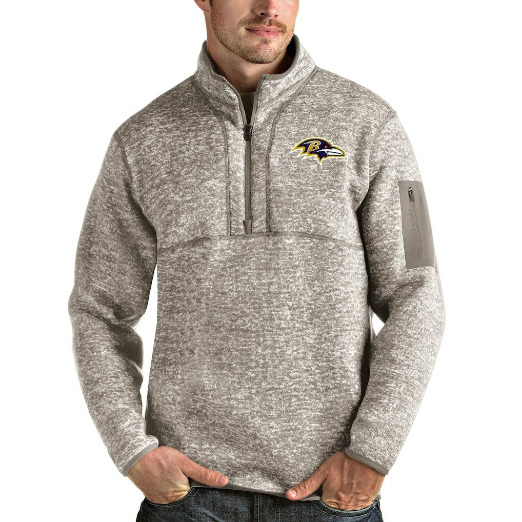 Baltimore Ravens Antigua Fortune Quarter-Zip Pullover Jacket - Oatmeal cheap