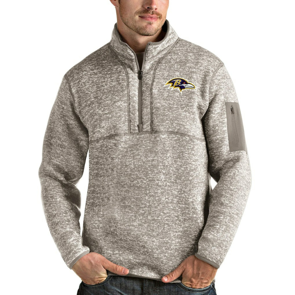 Baltimore Ravens Antigua Fortune Quarter-Zip Pullover Jacket - Oatmeal cheap