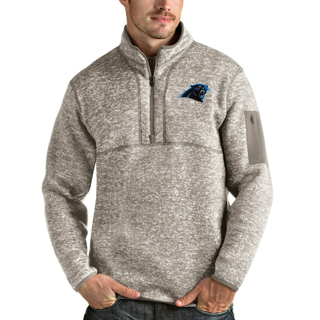 Carolina Panthers Antigua Fortune Quarter-Zip Pullover Jacket - Oatmeal outlet