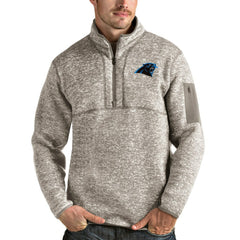 Carolina Panthers Antigua Fortune Quarter-Zip Pullover Jacket - Oatmeal outlet