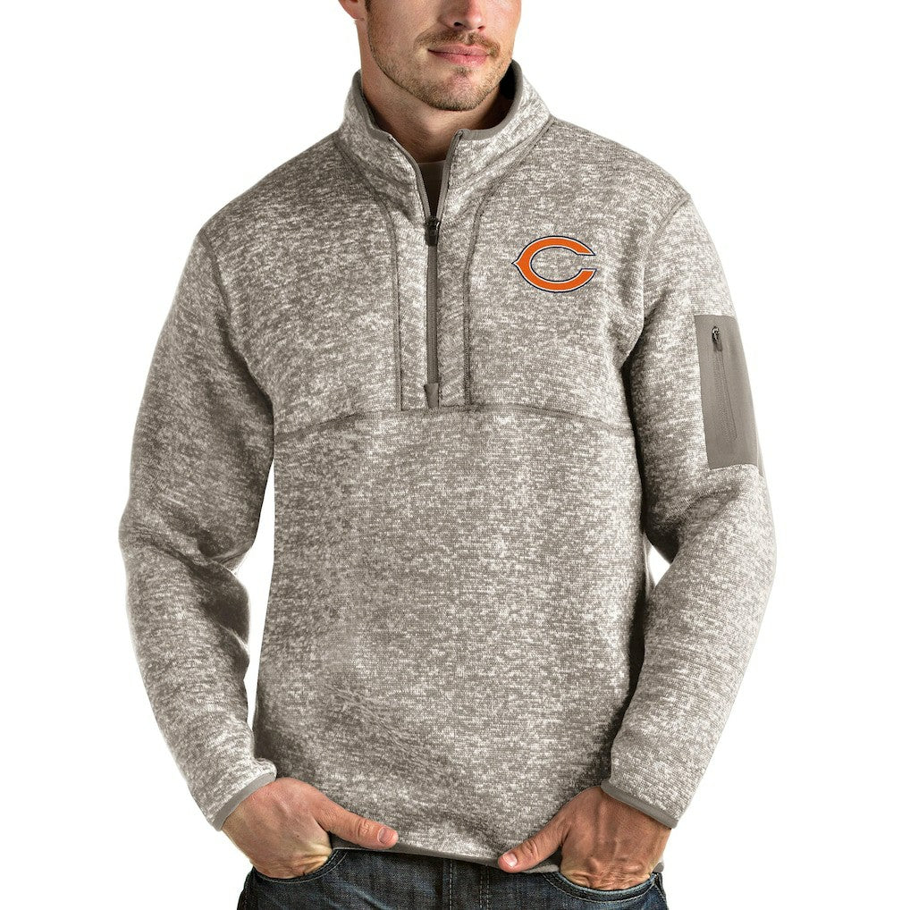 Chicago Bears Antigua Fortune Quarter-Zip Pullover Jacket - Oatmeal outlet