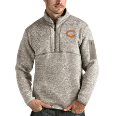 Chicago Bears Antigua Fortune Quarter-Zip Pullover Jacket - Oatmeal outlet