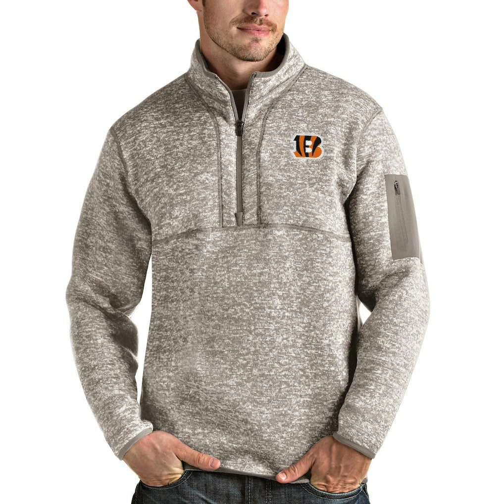 Cincinnati Bengals Antigua Fortune Quarter-Zip Pullover Jacket - Oatmeal sale