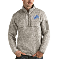 Detroit Lions Antigua Fortune Quarter-Zip Pullover Jacket - Oatmeal on sale